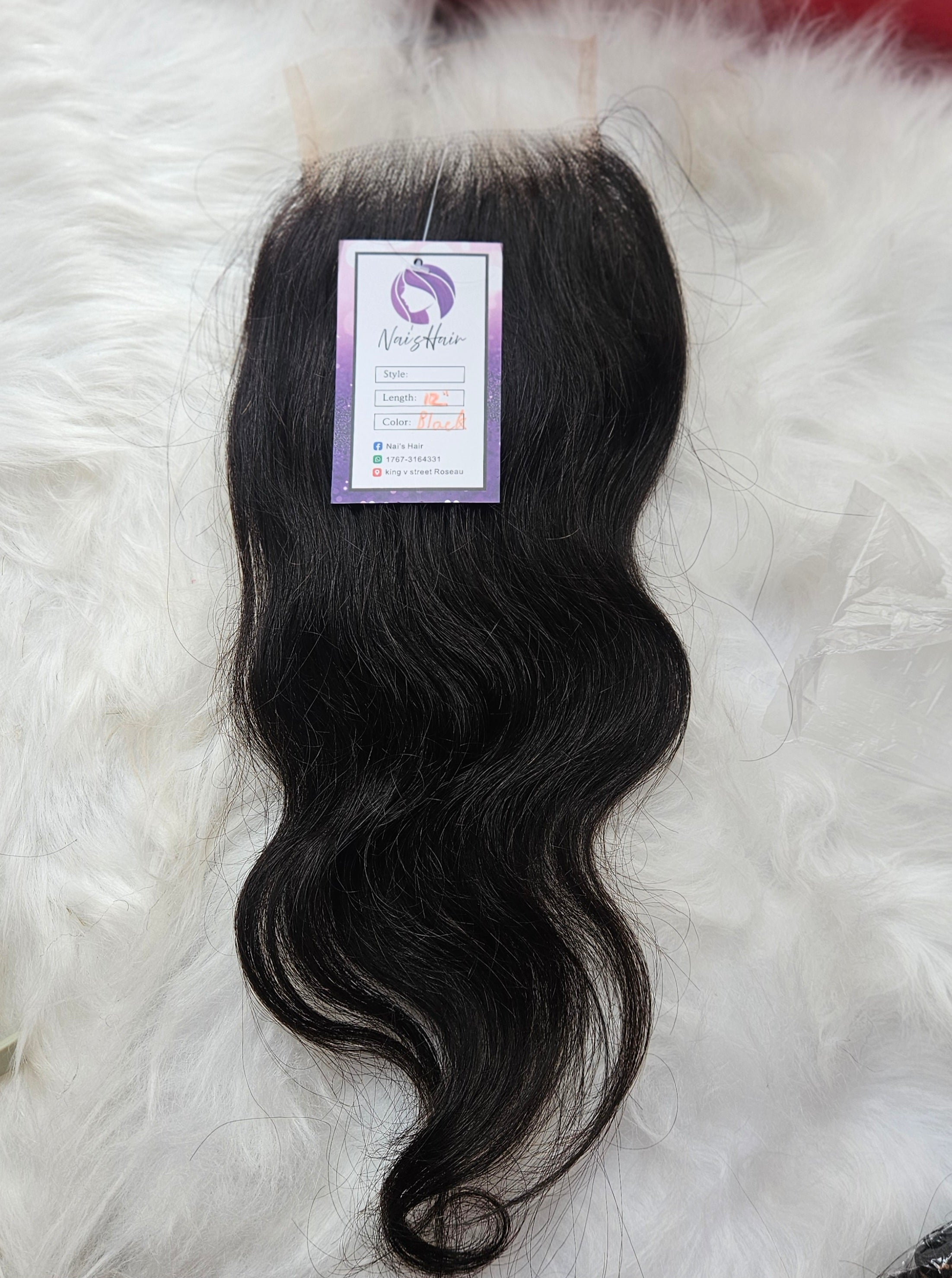 4x4 12" bodywave closure lace piece