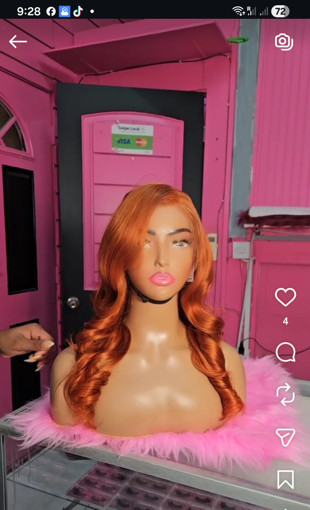 4x4 20" Ginger bodywave wig