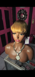 6" pixie cut straight bang 1b/#27